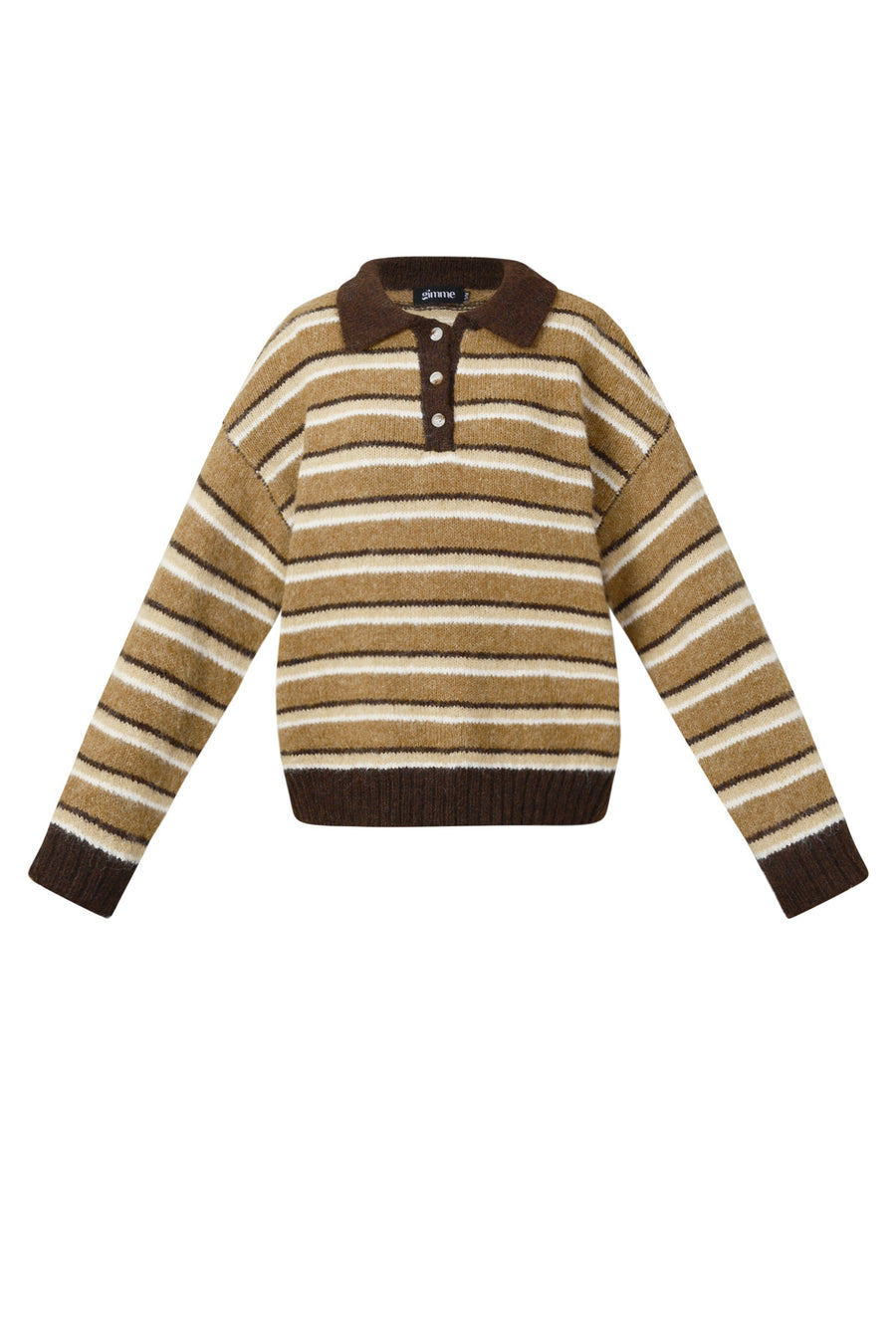 Dames gebreide polotrui van polyester met strepen
