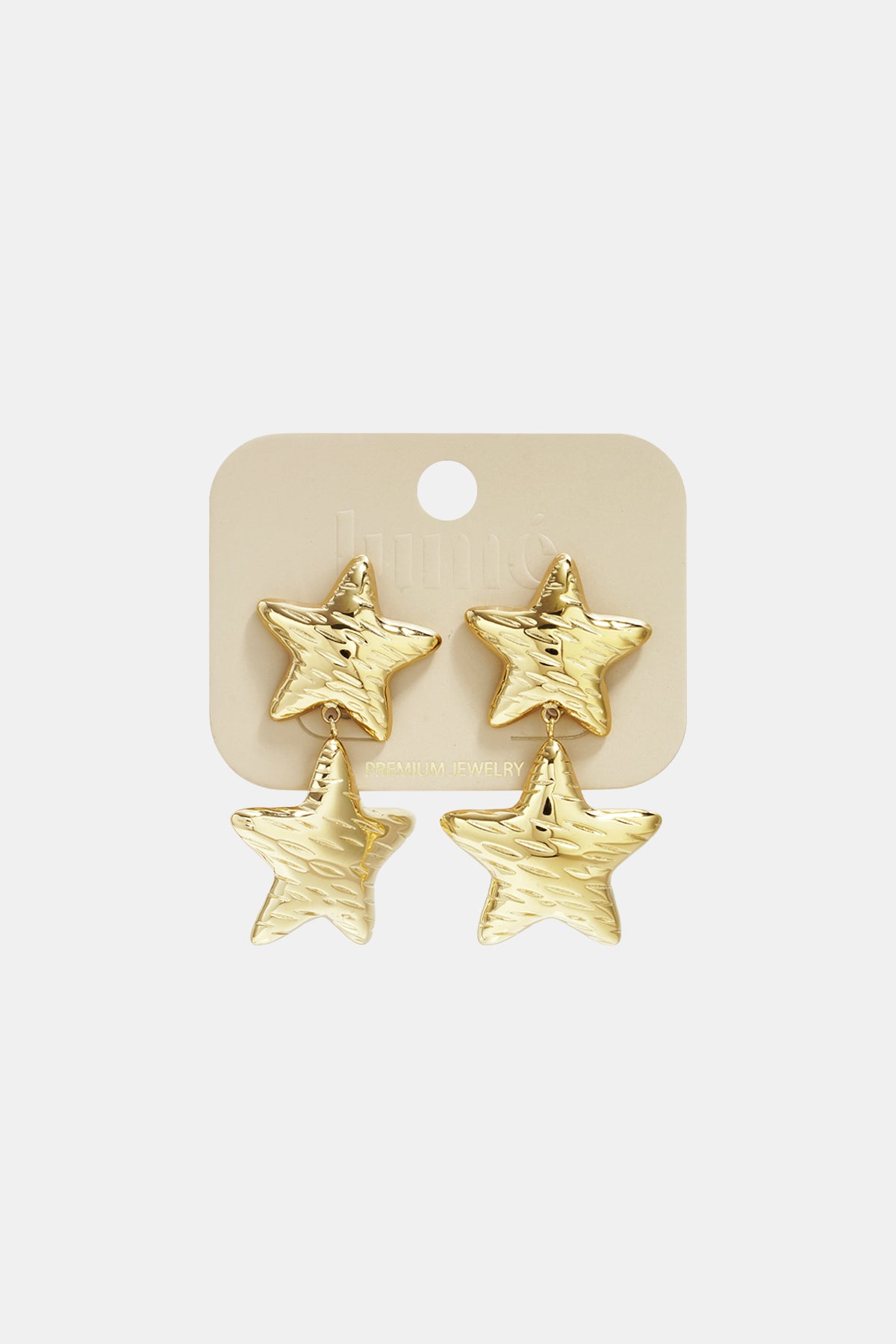 Women's Stainless Steel Drop Earrings with Star Motif - Gold Tone – image 3
