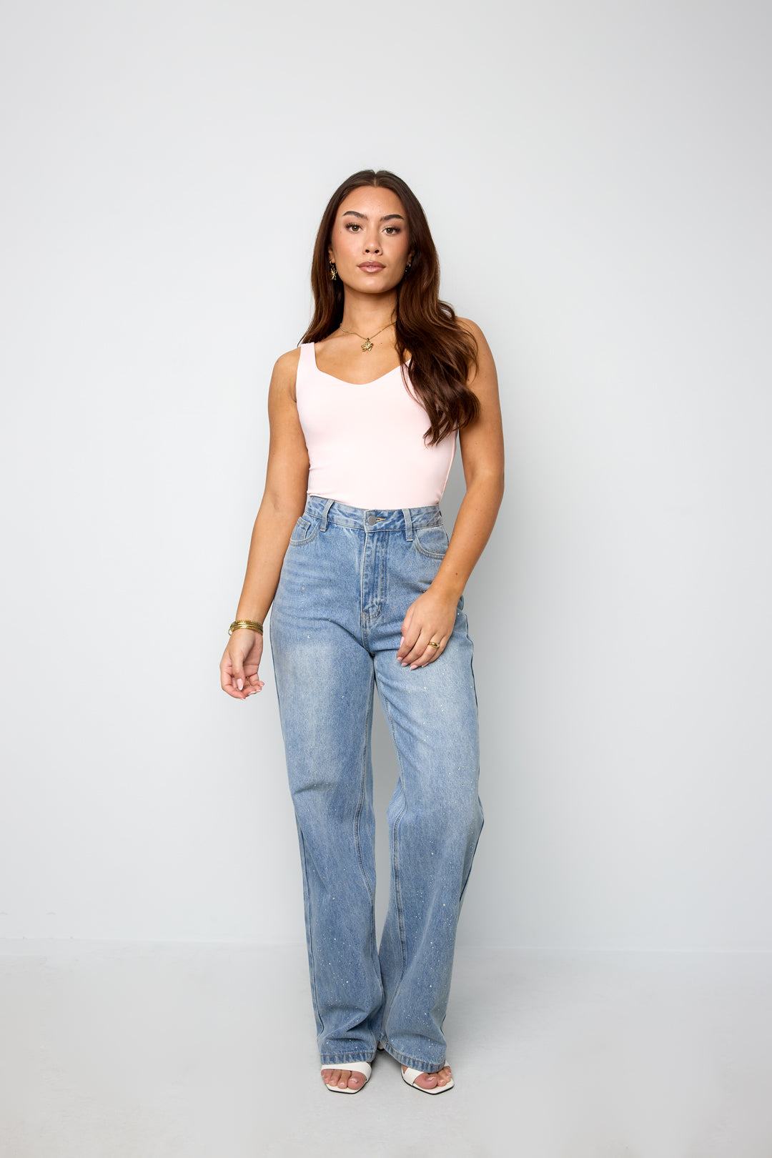 Dames basic top van gebreid nylon in vier effen kleuren – productfoto 4