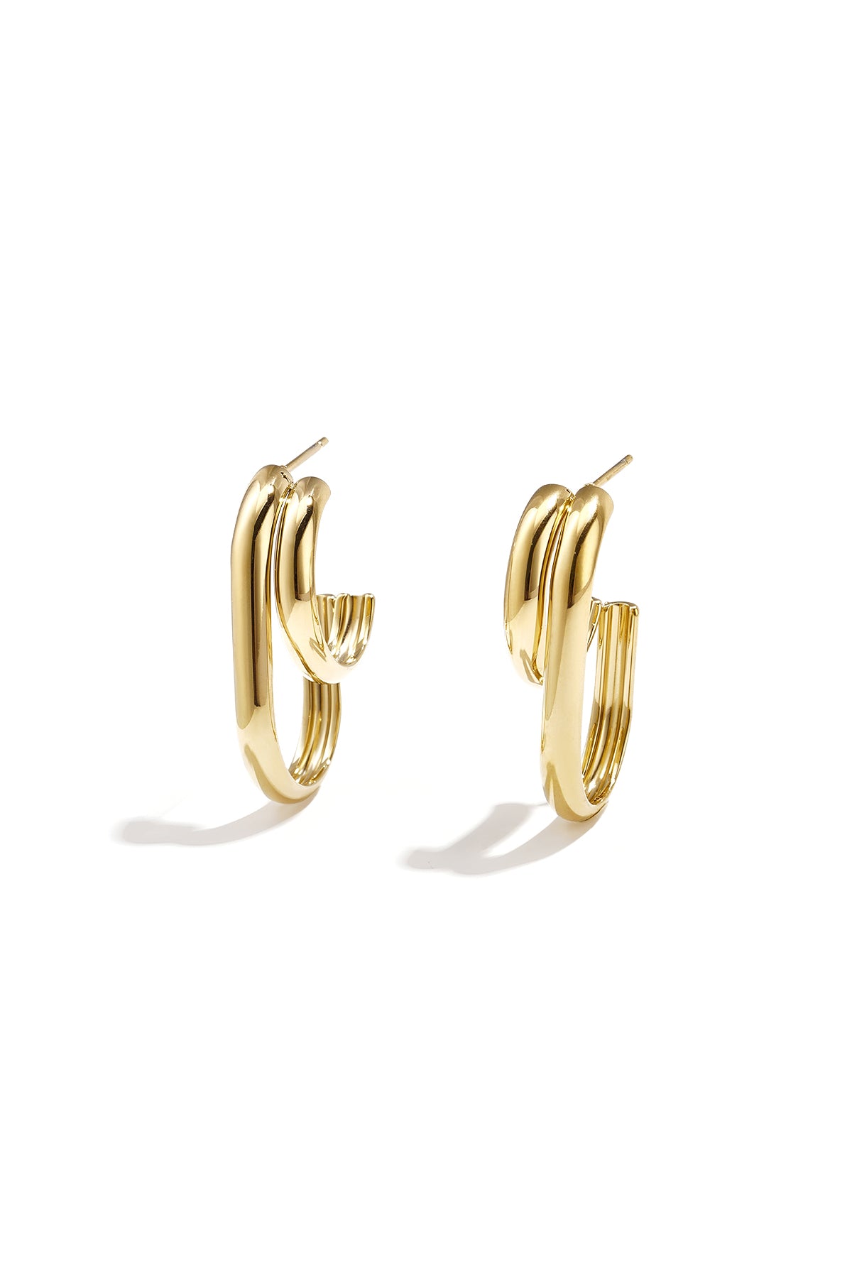 Boucles d'oreilles pendantes géométriques en acier inoxydable doré pour femme