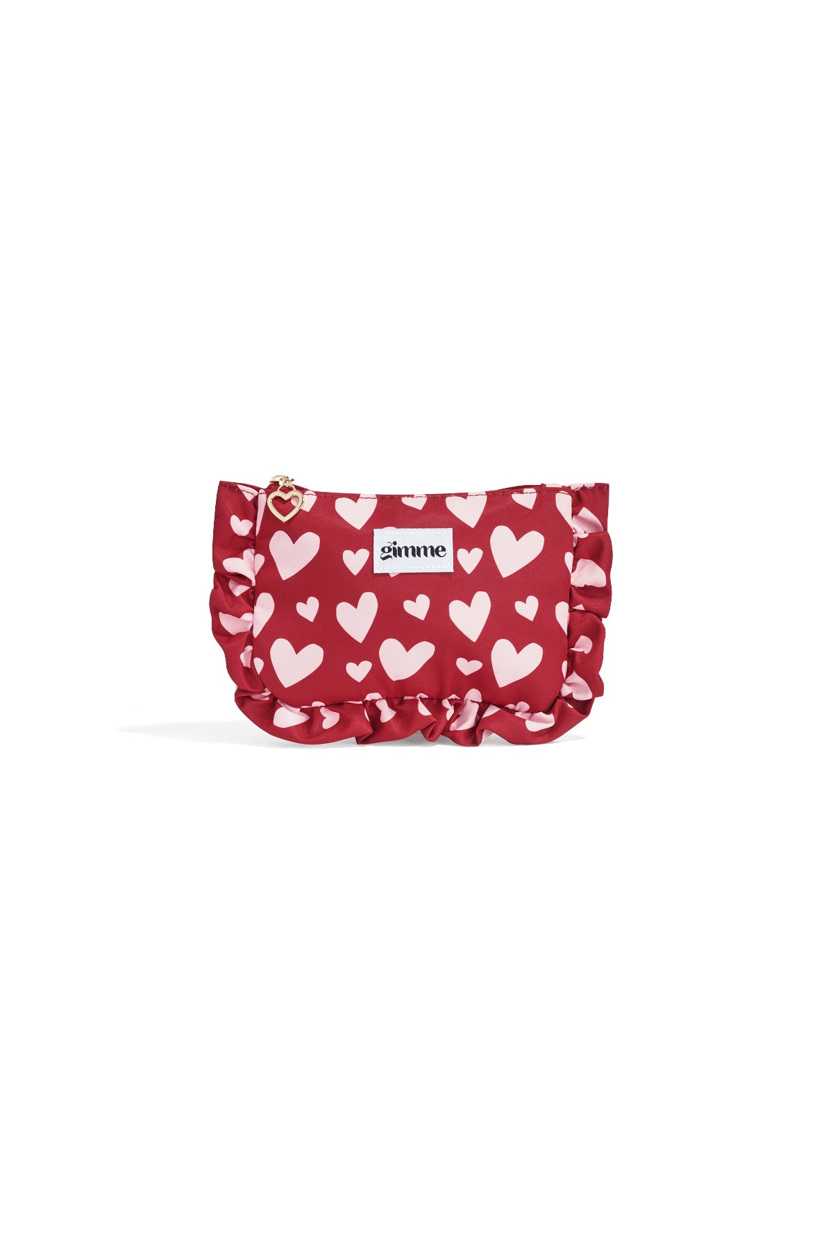 Make-uptasje van polyester met hart in rood of bruin