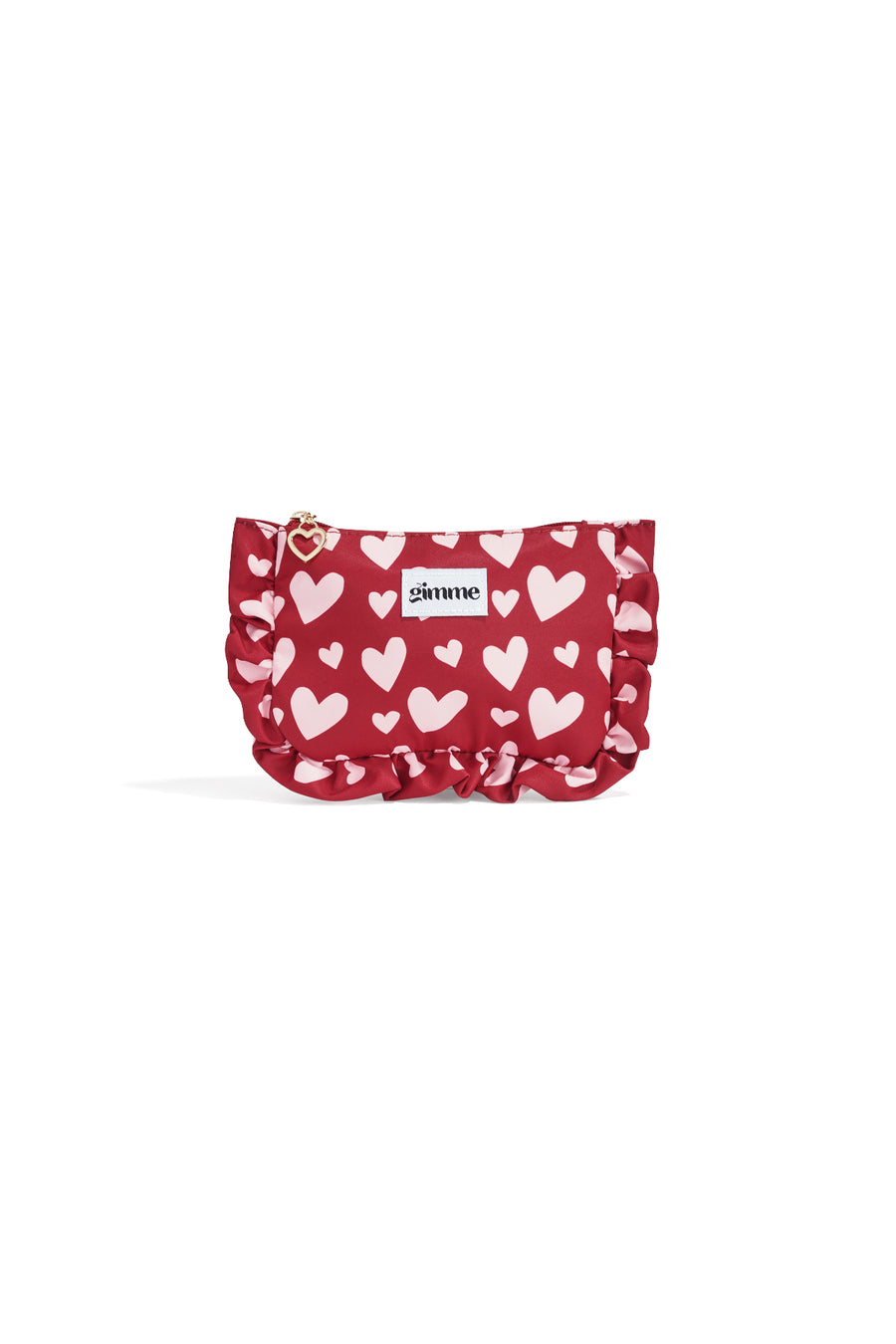 Make-uptasje van polyester met hart in rood of bruin