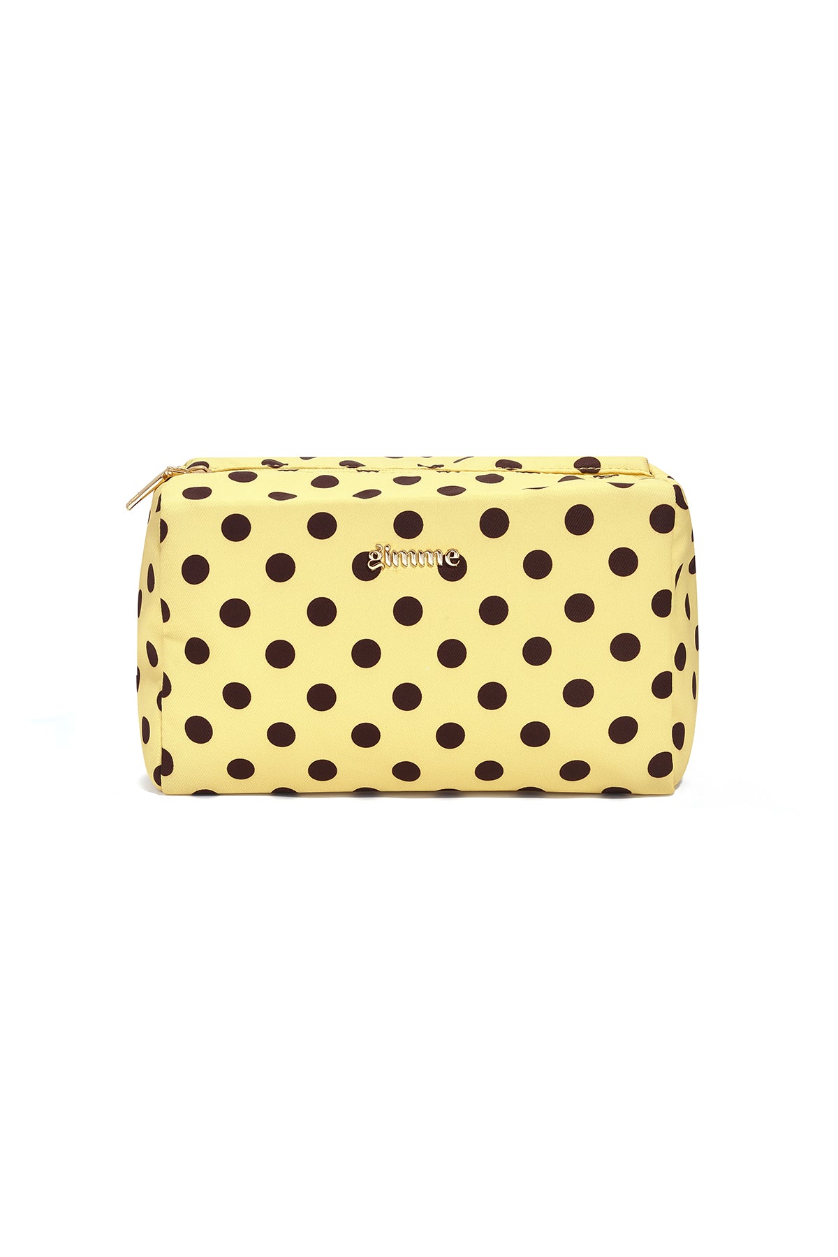Make-uptasje met polkadots in geel