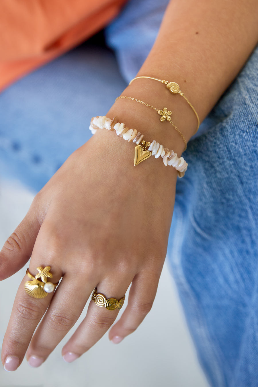 Armbanden met stenen kralen, hartvormig, vakantiethema, dagelijkse romantische serie, damessieraden