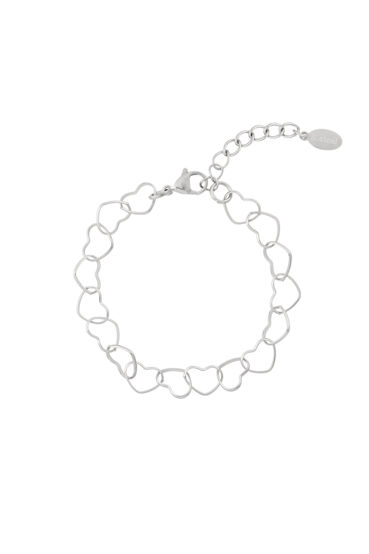 Women's 304 Stainless Steel Link Bracelet with Heart – Gold Tone