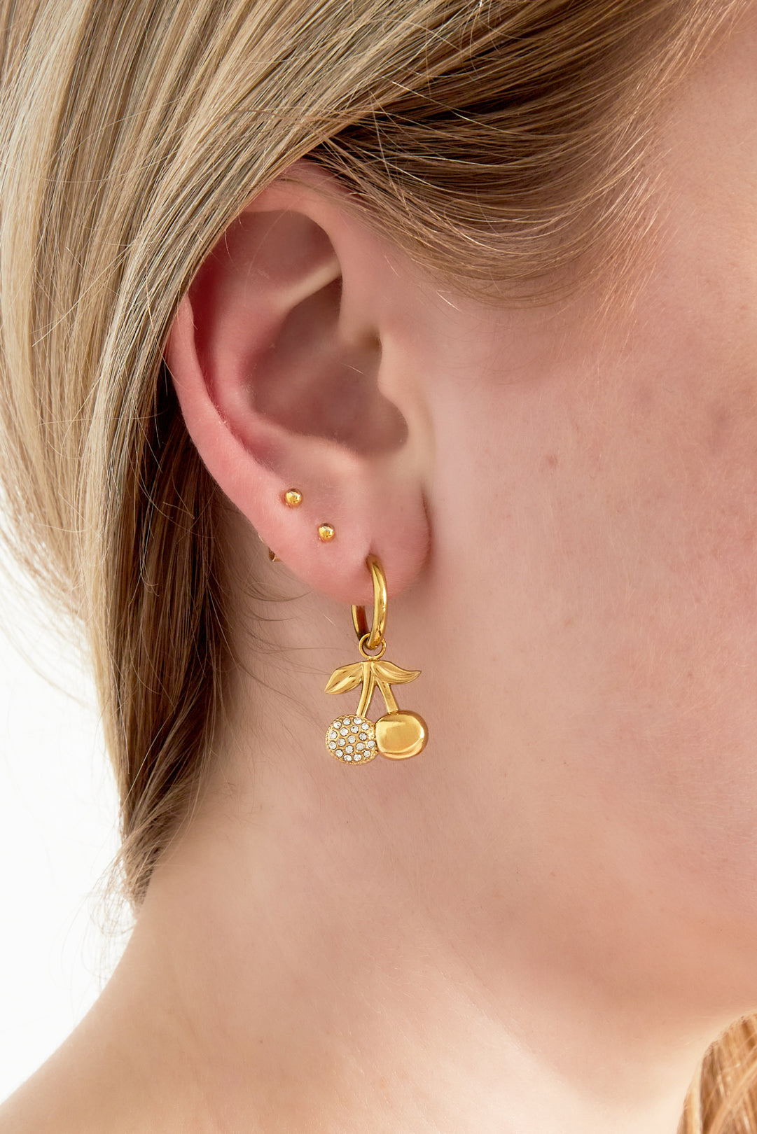 Boucles d'oreilles pendantes pour femmes en acier inoxydable motif fruit – doré et argenté – photo 2