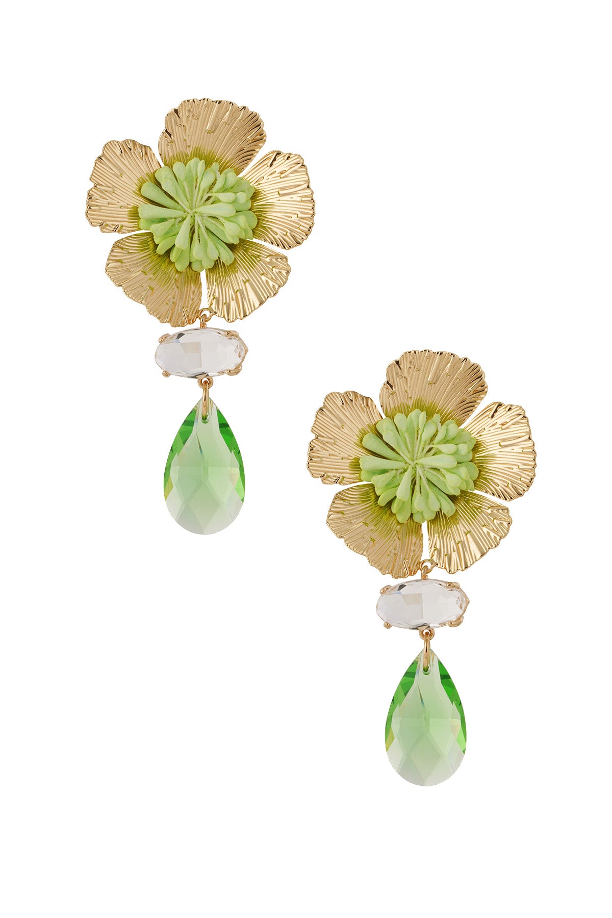 Boucles d'oreilles pendantes pour femmes en métal, résine, imitation zircon, verre avec motif floral