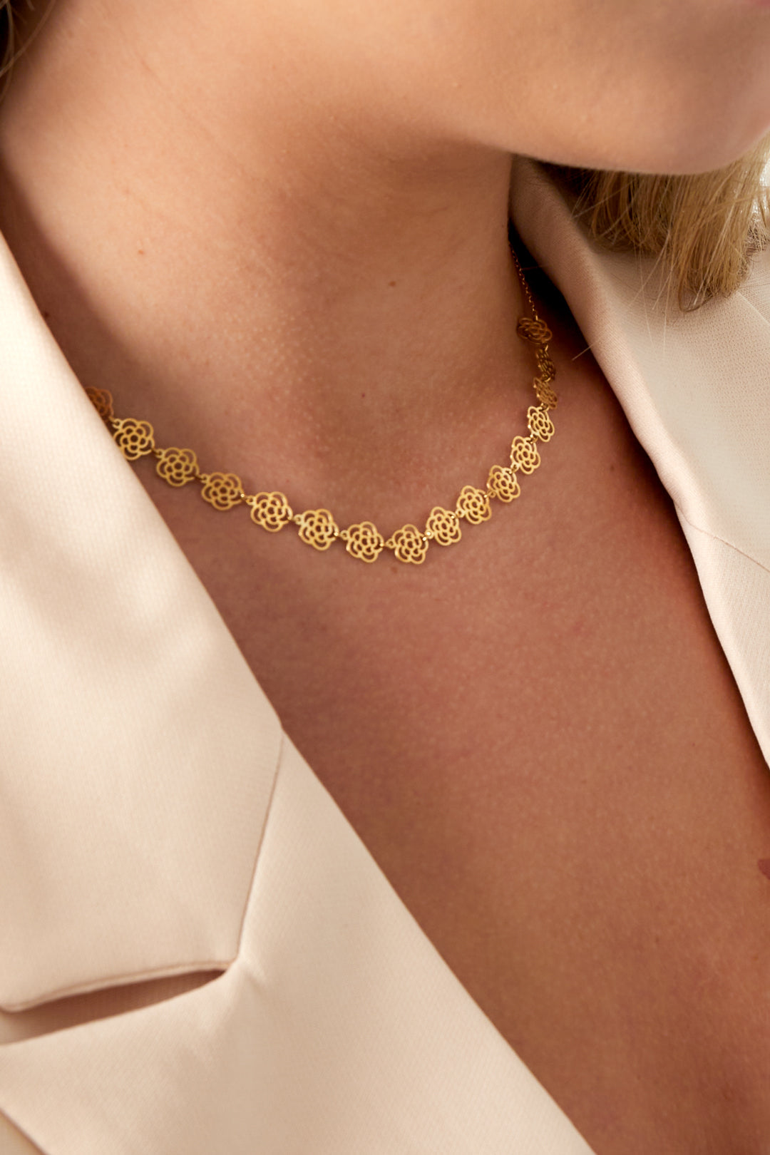 Women's 304 Stainless Steel Flower Link Chain - Gold and Silver Tone – image 2
