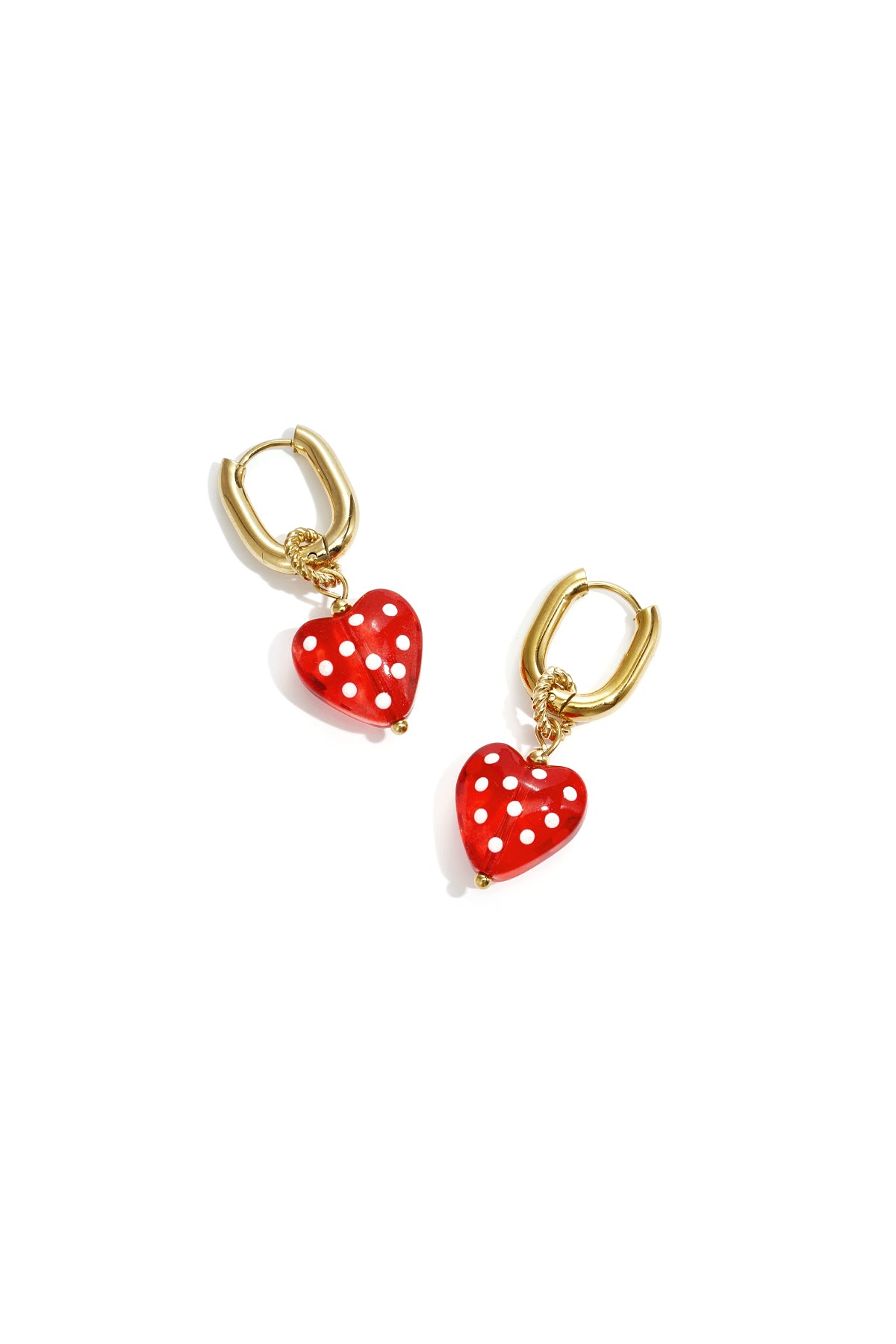 Boucles d'oreilles pendantes en acier inoxydable en forme de cœur pour femmes – Rouge et rose