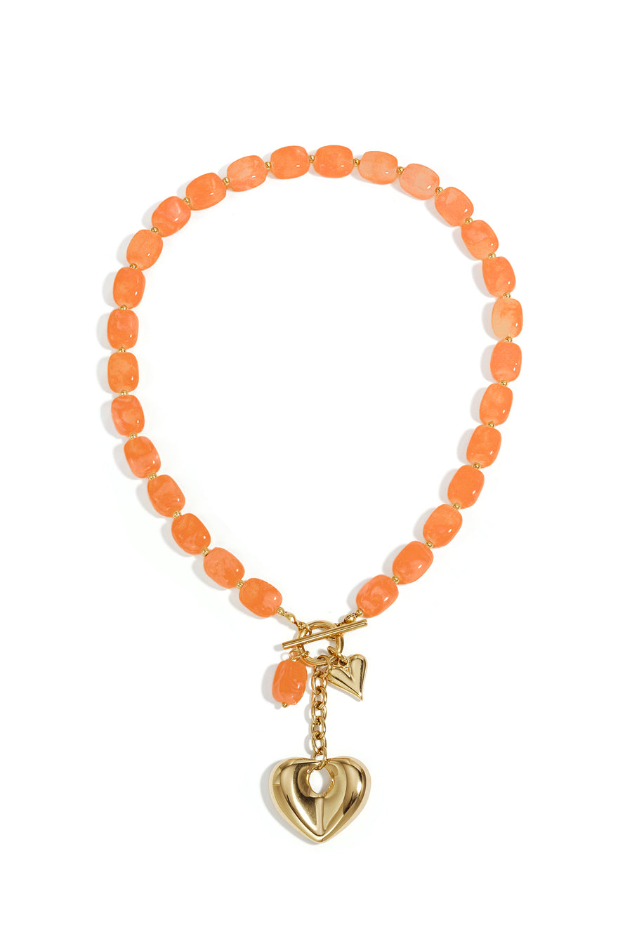 Collier de perles en acrylique en forme de cœur pour femmes – plusieurs couleurs