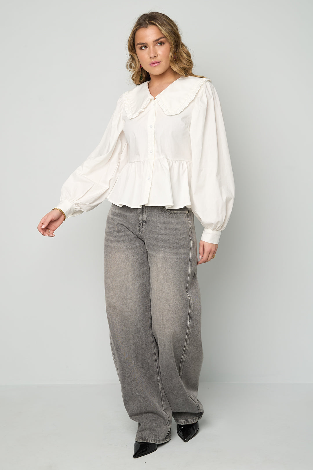 Dames casual blouse van geweven katoen in drie kleuren – productfoto 7