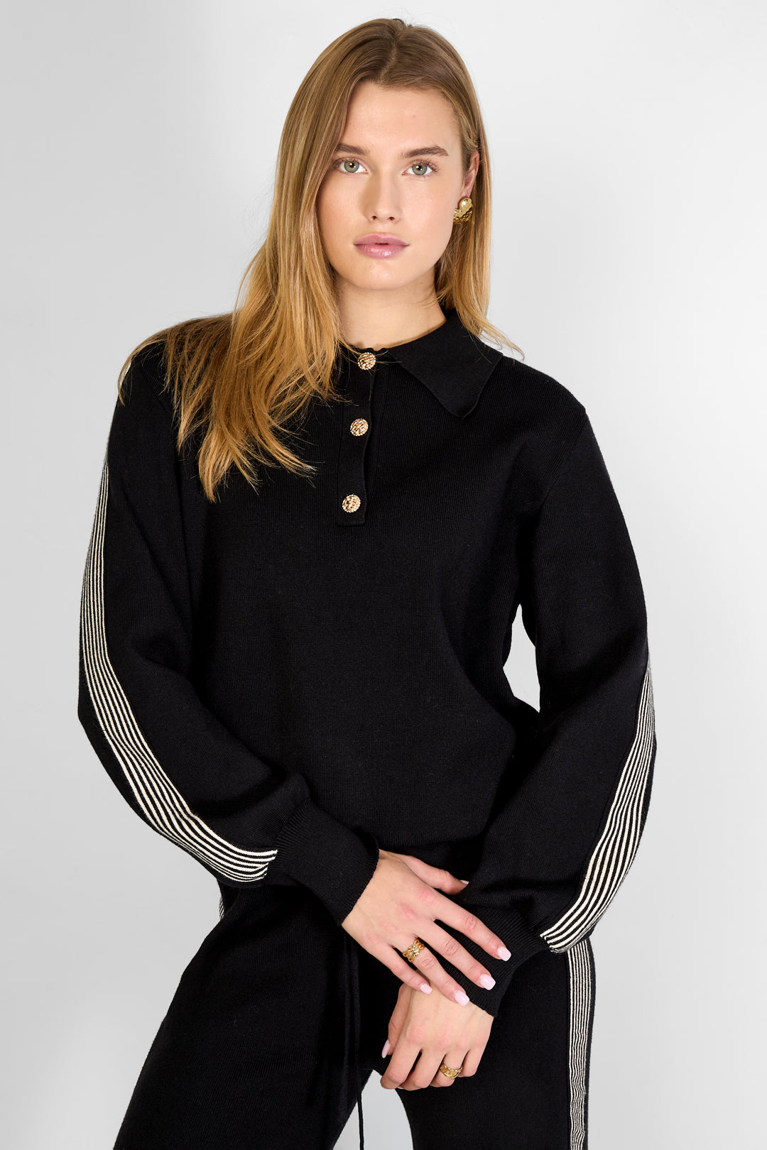Dames gebreide trui met kleurcontrast – productfoto 7