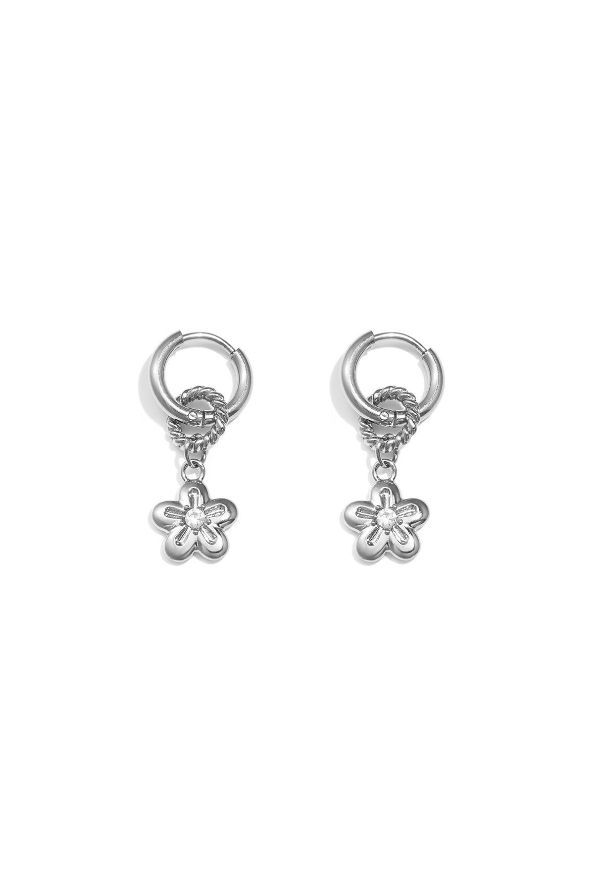 Boucles d'oreilles pendantes pour femmes en acier inoxydable avec motif floral – doré