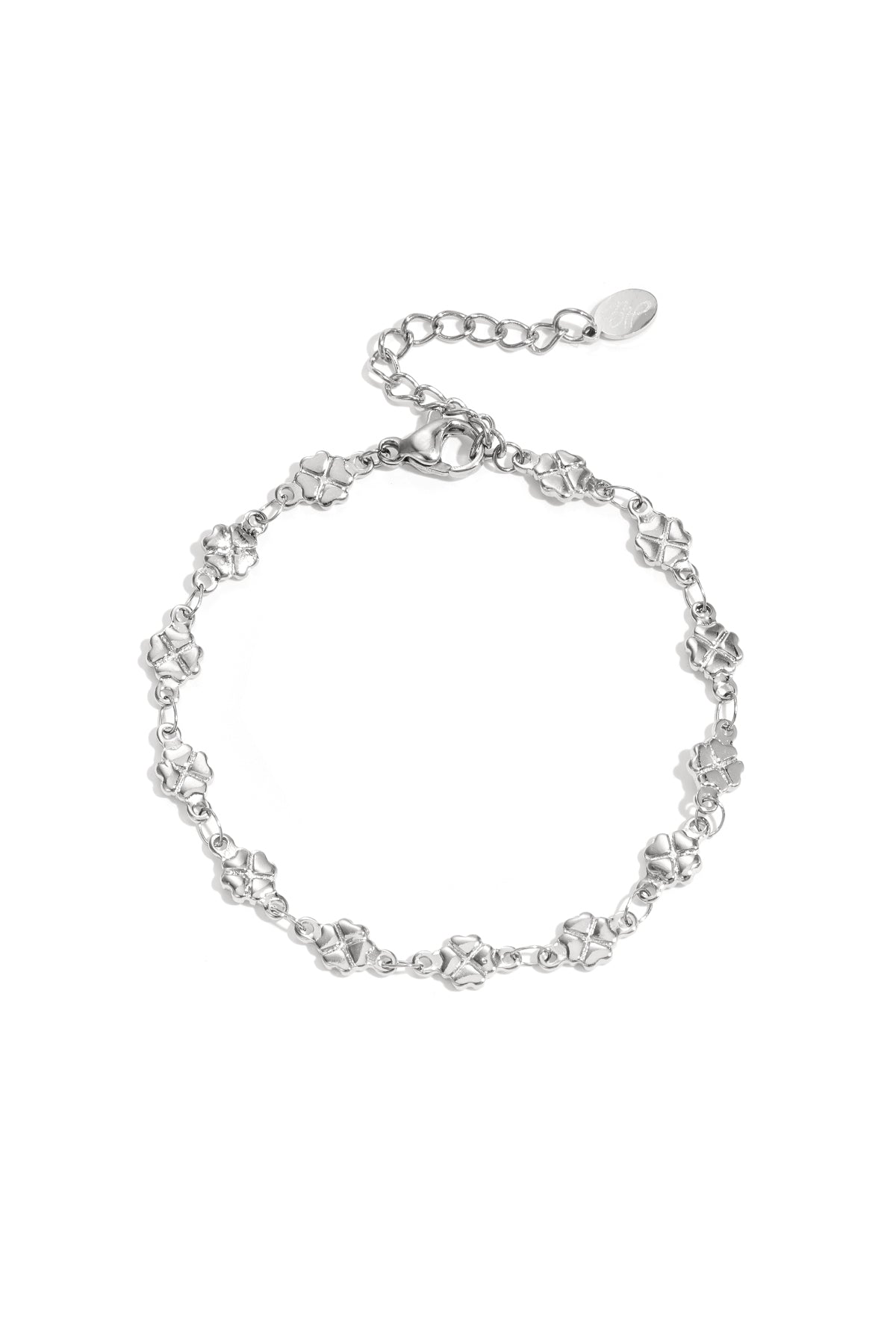 Bracelet à maillons pour femme en acier inoxydable avec motif trèfle – couleur or et argent