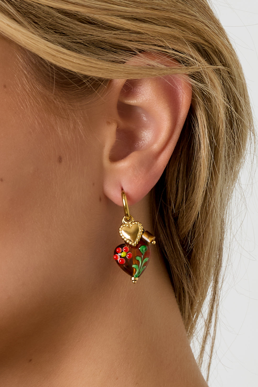 Boucles d'oreilles pendantes en acier inoxydable pour femmes, avec pierre, cristal, résine, hématite et motif cœur – photo 5