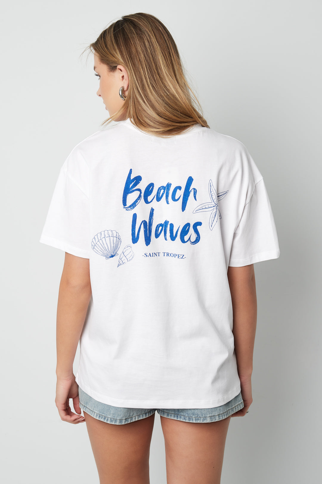 T-shirt pour femmes avec motif étoile de mer et imprimé texte – photo 4