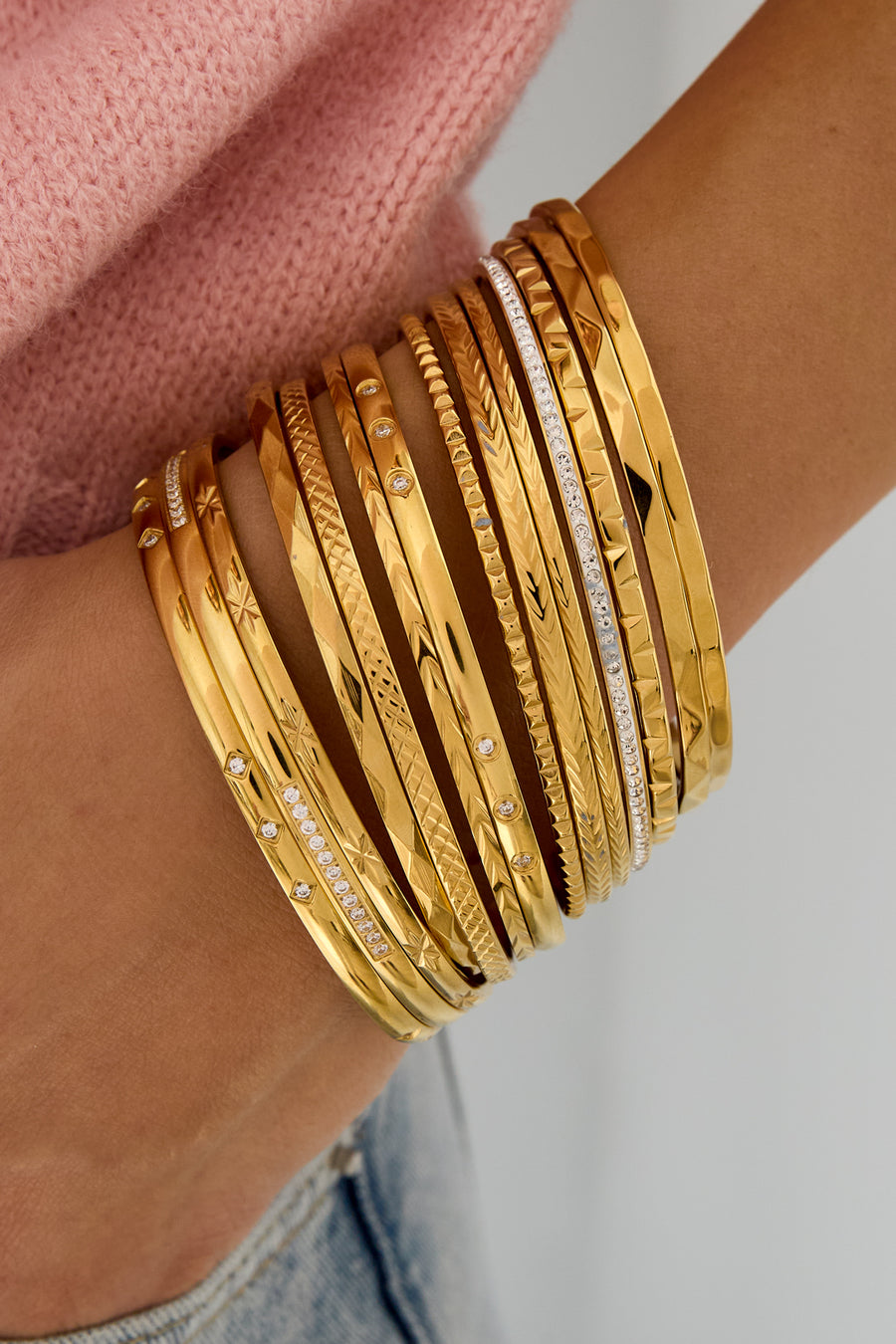 Bracelet jonc en acier inoxydable pour femme de forme organique – couleur or