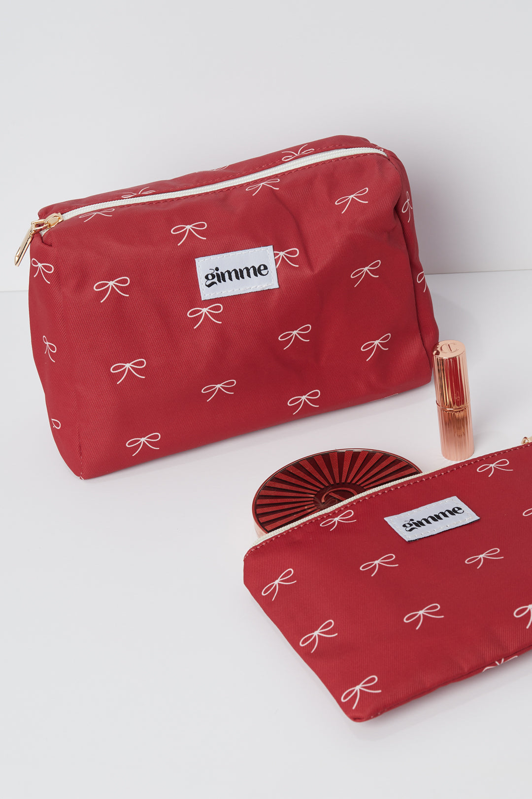 Trousse de maquillage en polyester à rayures – rouge – décontracté pour usage quotidien – photo 2