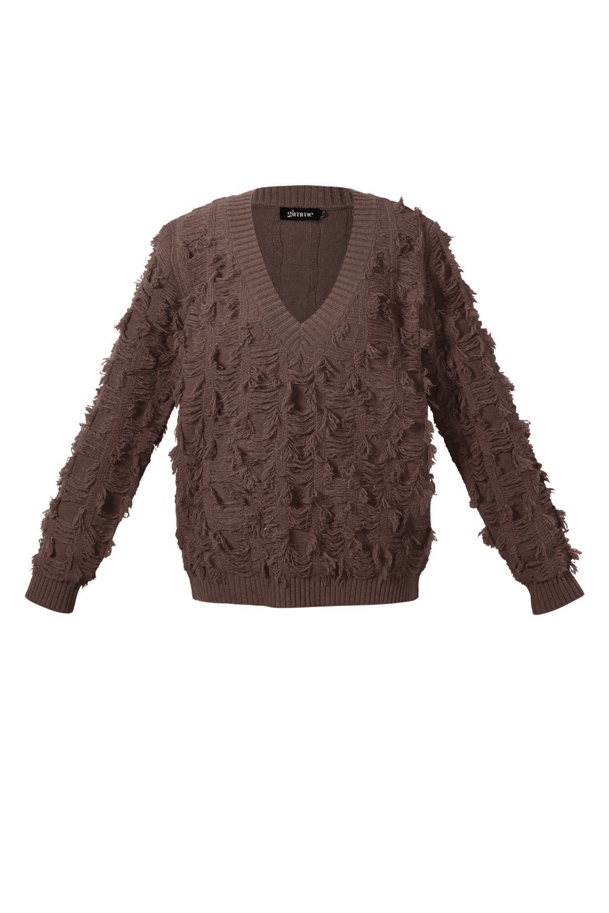Dames V-sweater van polyester met franjes – productfoto 10