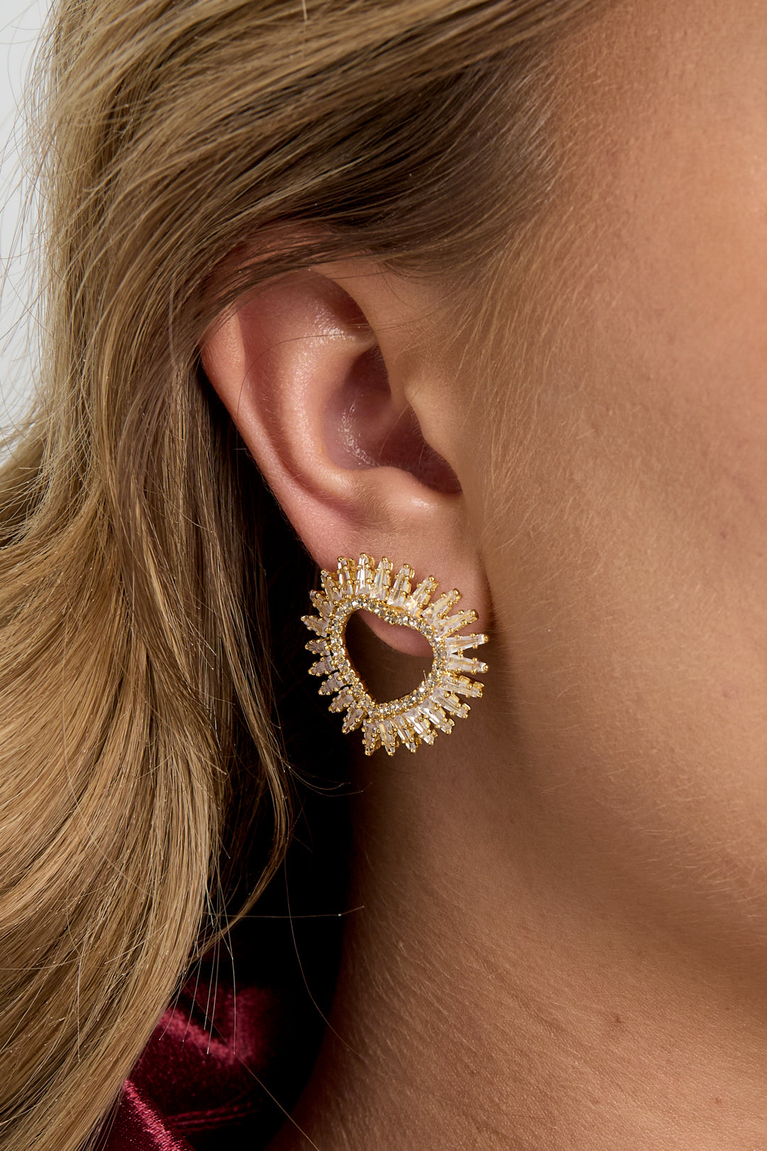 Women's Copper Heart-Shaped Party Earrings – Gold-Colored and Silver-Colored – image 3