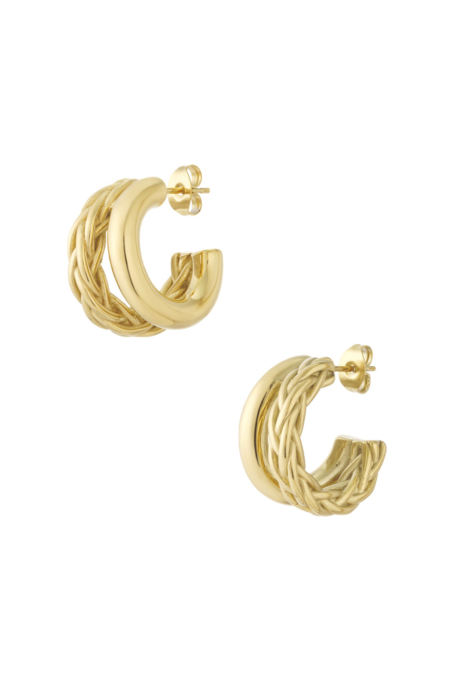 Boucles d'oreilles pour femmes en acier inoxydable, forme organique – doré