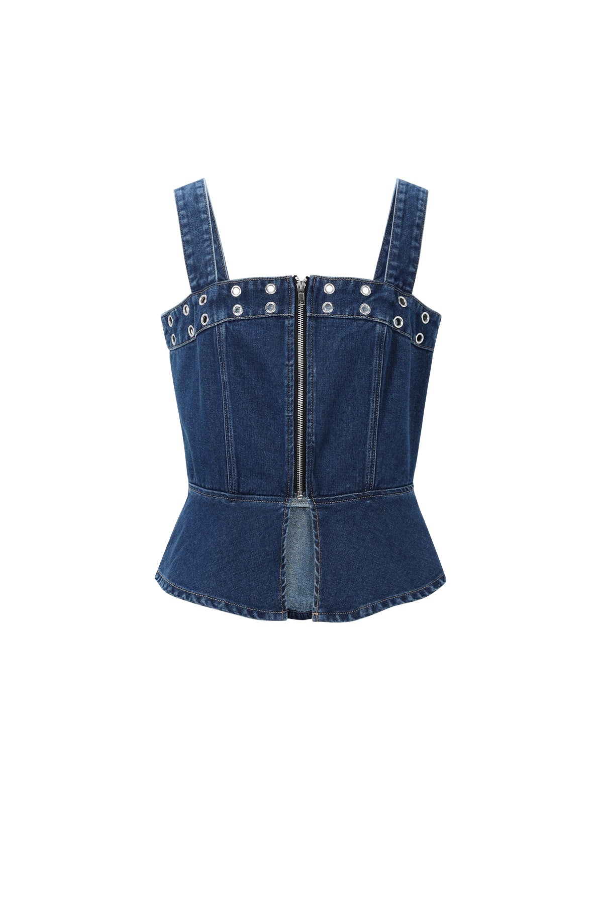 Dames tweedelige denimtop van katoen met eyeletdetails