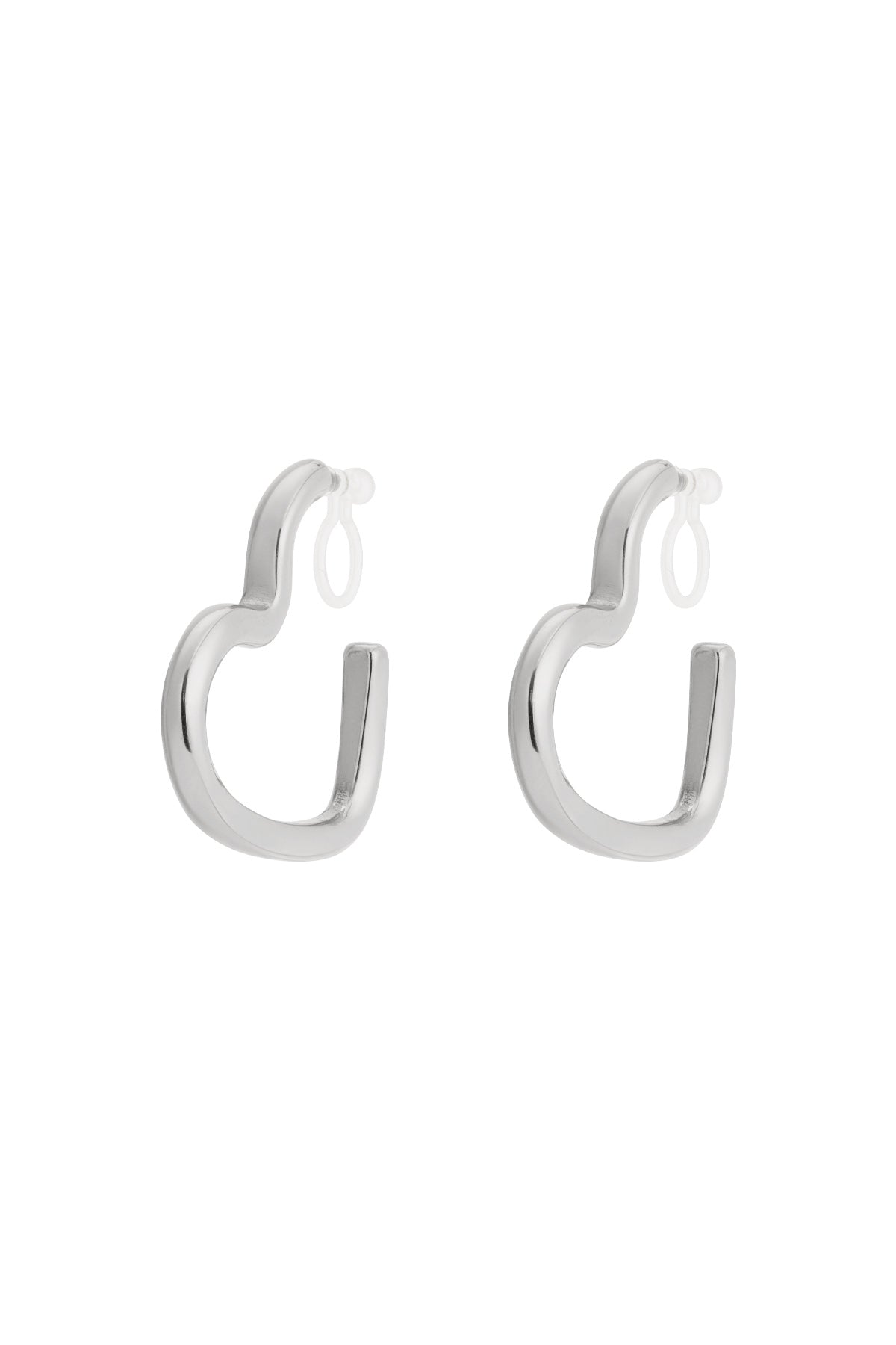Boucles d'oreilles clips pour femme en acier inoxydable avec cœur - couleur or et couleur argent