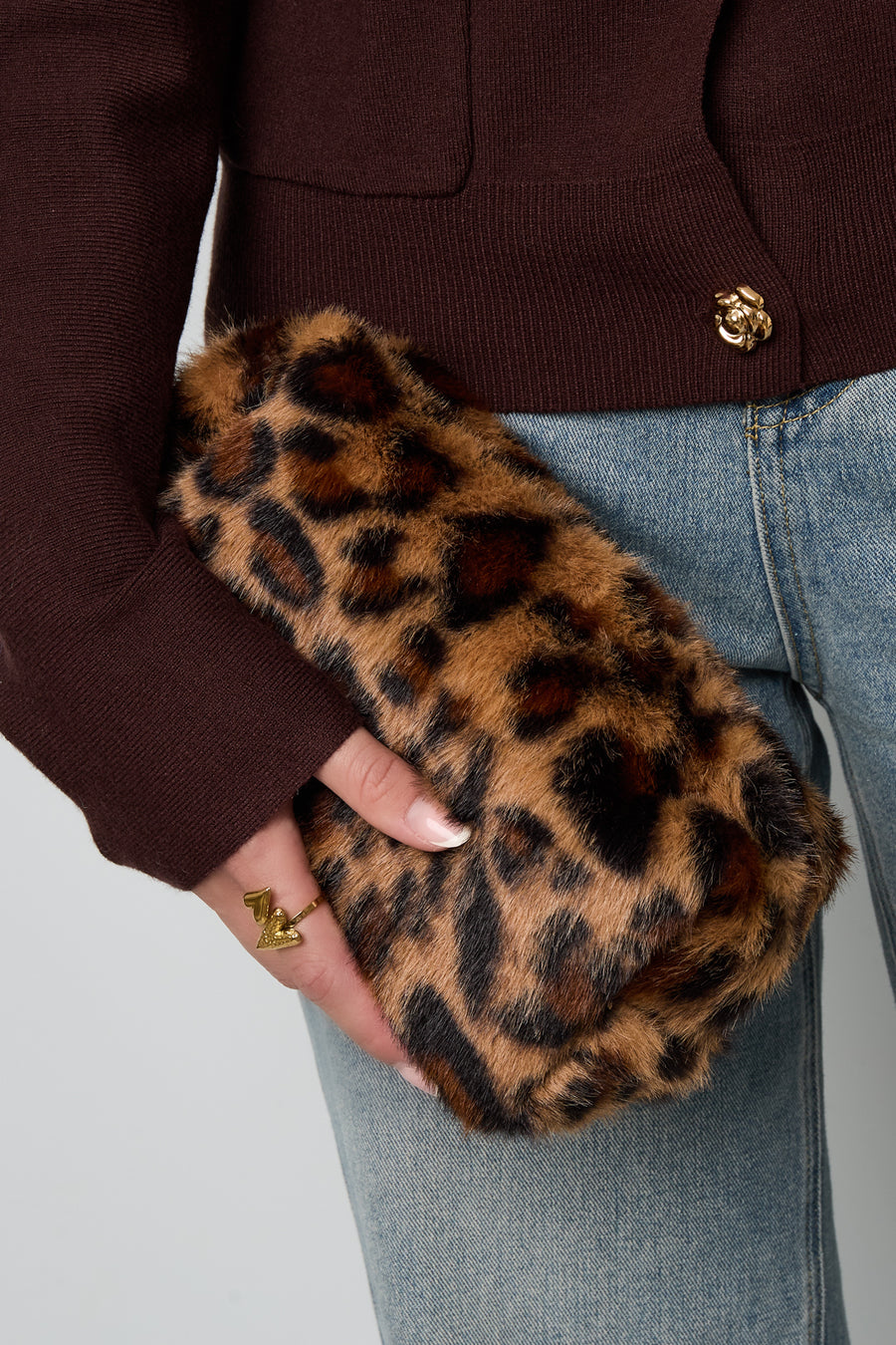 Zachte luipaard make-up tas
