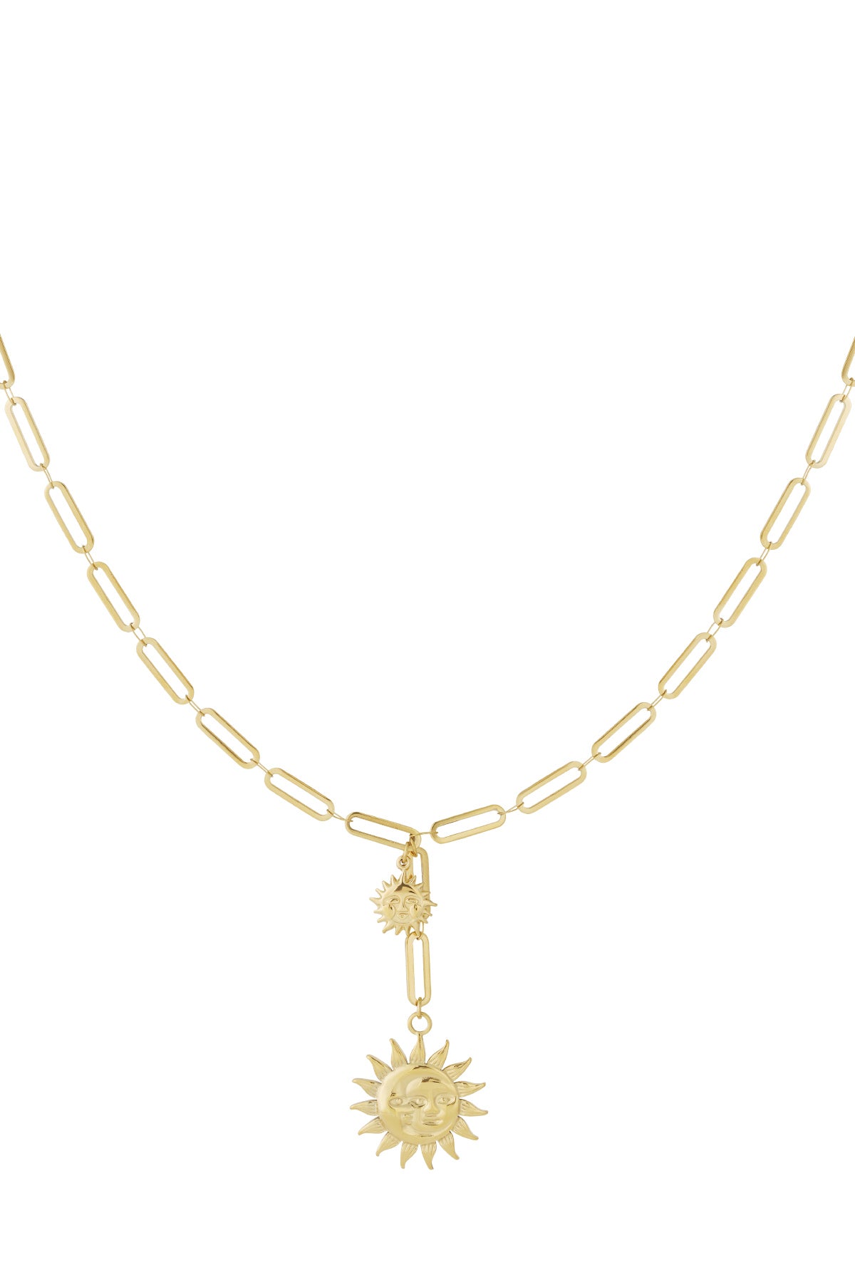 Collier femme avec pendentif en acier inoxydable 304 motif soleil – doré
