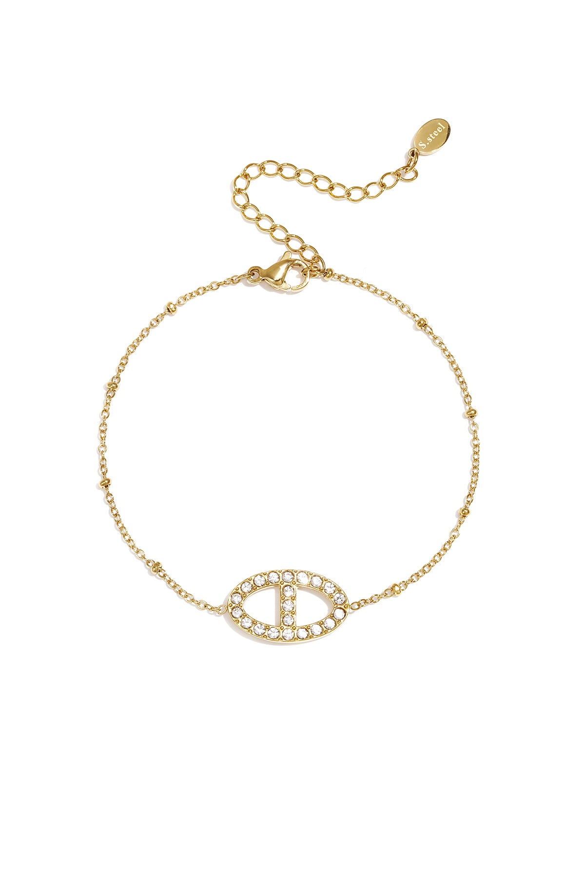 Bracelet à breloques pour femme en acier inoxydable avec forme organique et cœur