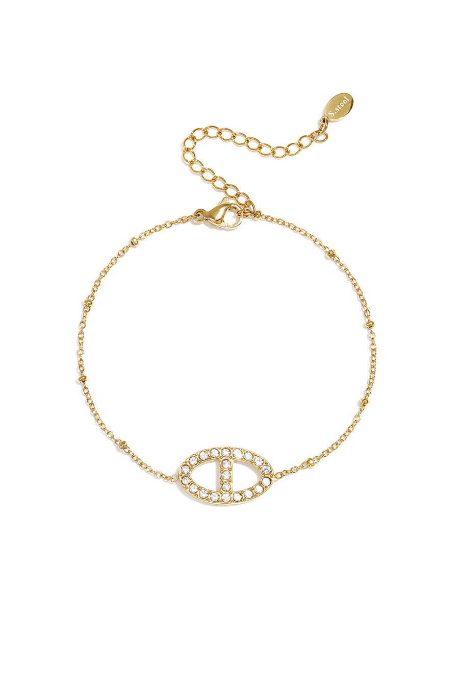 Bracelet à breloques pour femme en acier inoxydable avec forme organique et cœur