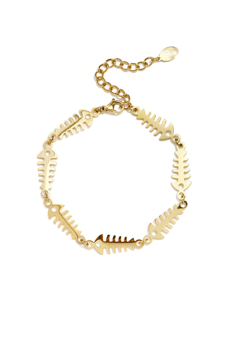 Bracelet à maillons pour femmes en acier inoxydable avec motif de poisson – couleur or