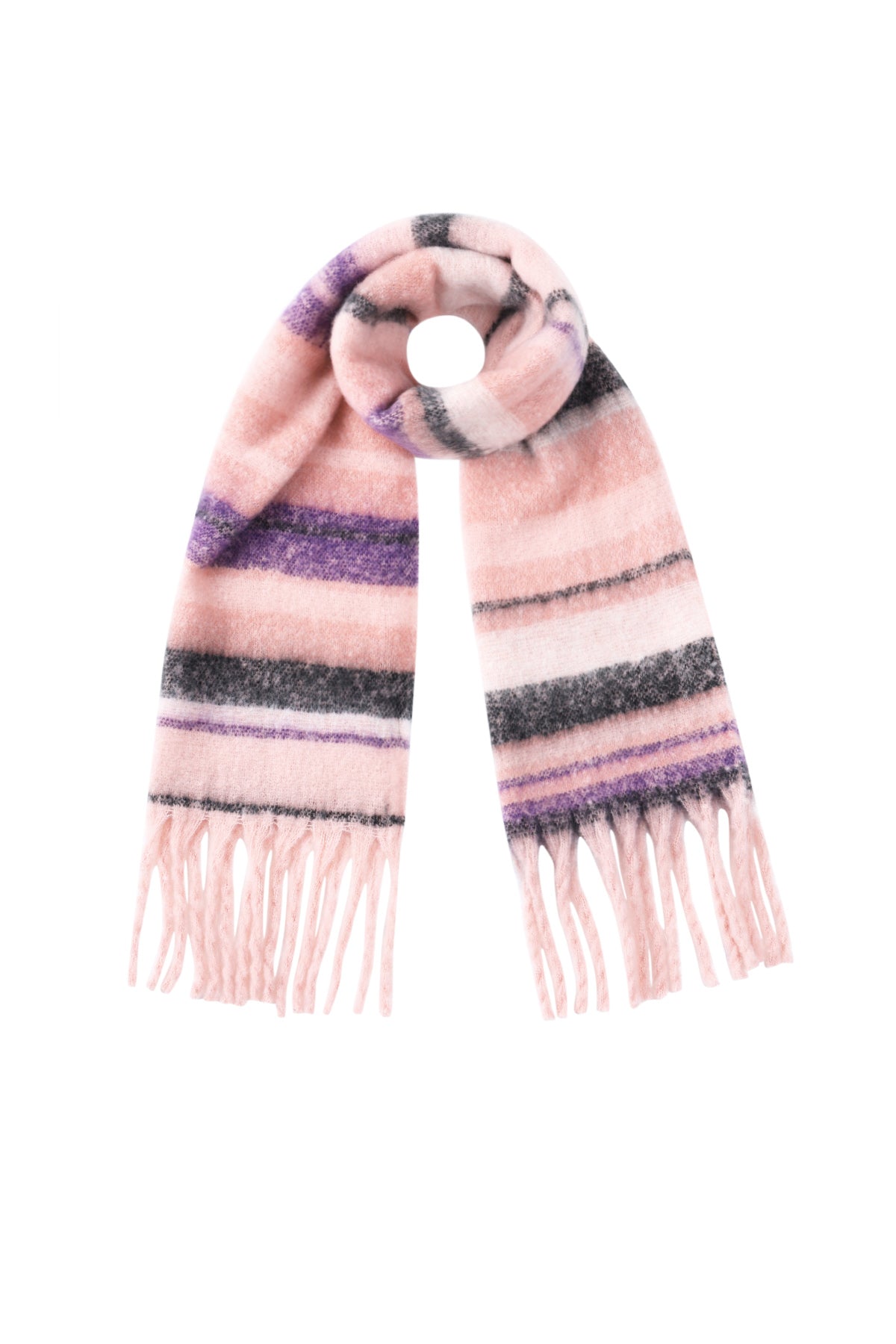 Écharpe d'hiver pour femmes 100 % polyester à rayures – plusieurs coloris