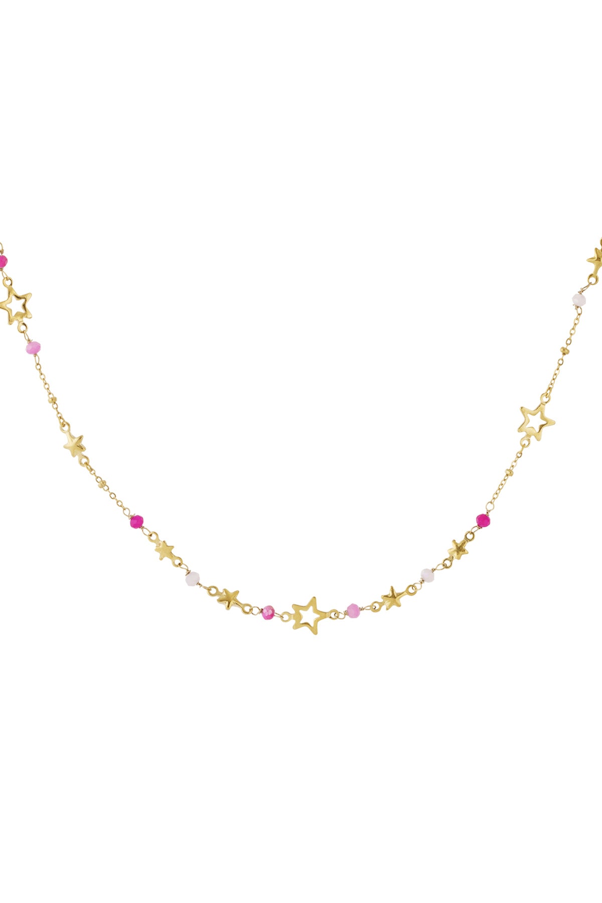 Chaîne maillons pour femme en acier inoxydable 304, verre motif étoile – rose et vert