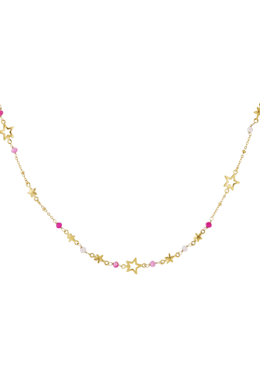 Chaîne maillons pour femme en acier inoxydable 304, verre motif étoile – rose et vert