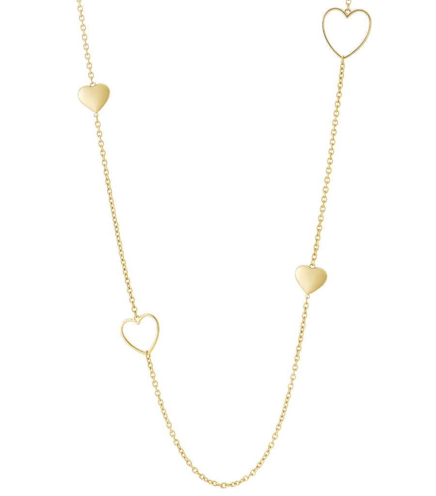 Long collier cœur en acier inoxydable pour femme – décontracté
