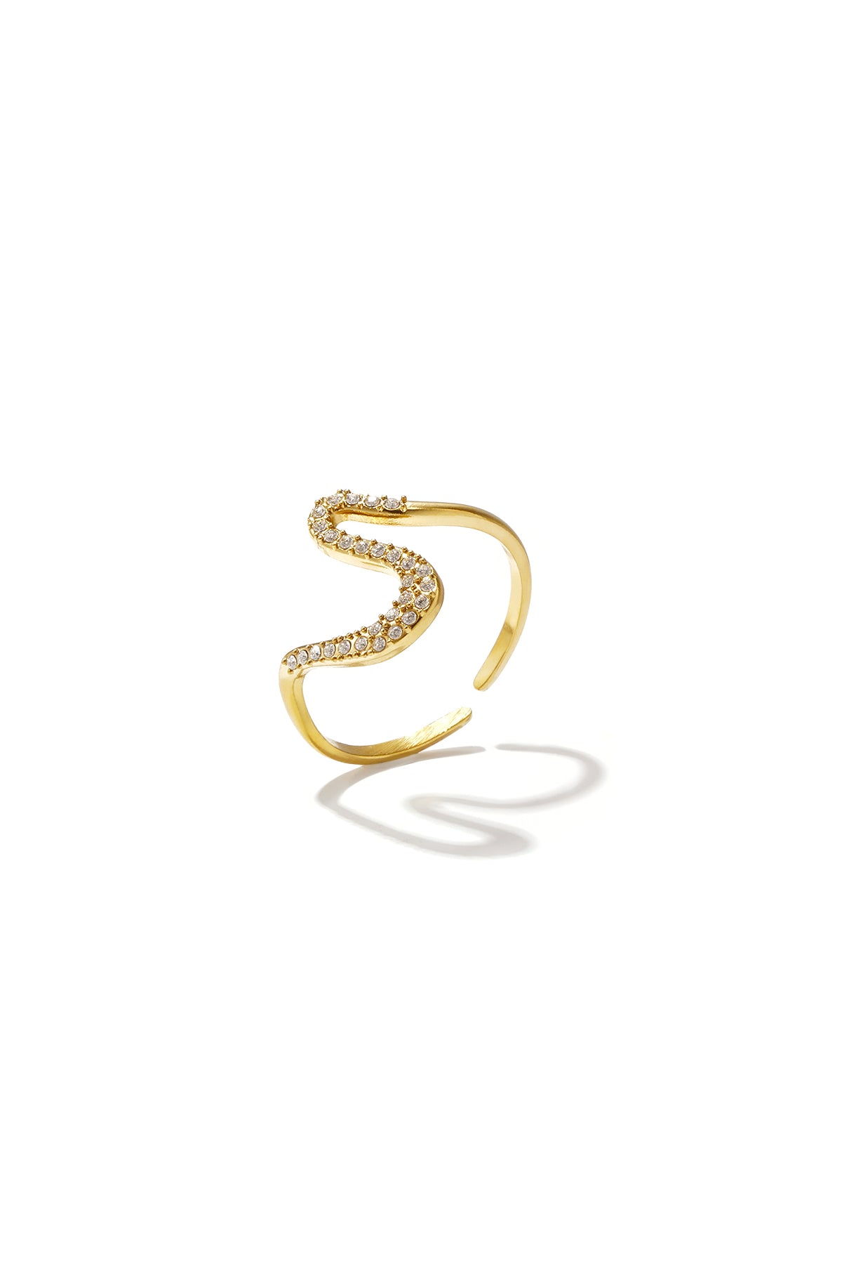 Bague fantaisie pour femme en acier inoxydable avec motif linéaire – doré