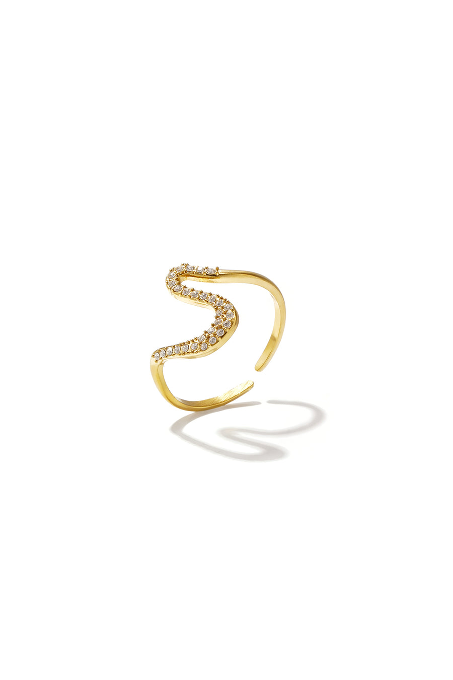 Bague fantaisie pour femme en acier inoxydable avec motif linéaire – doré