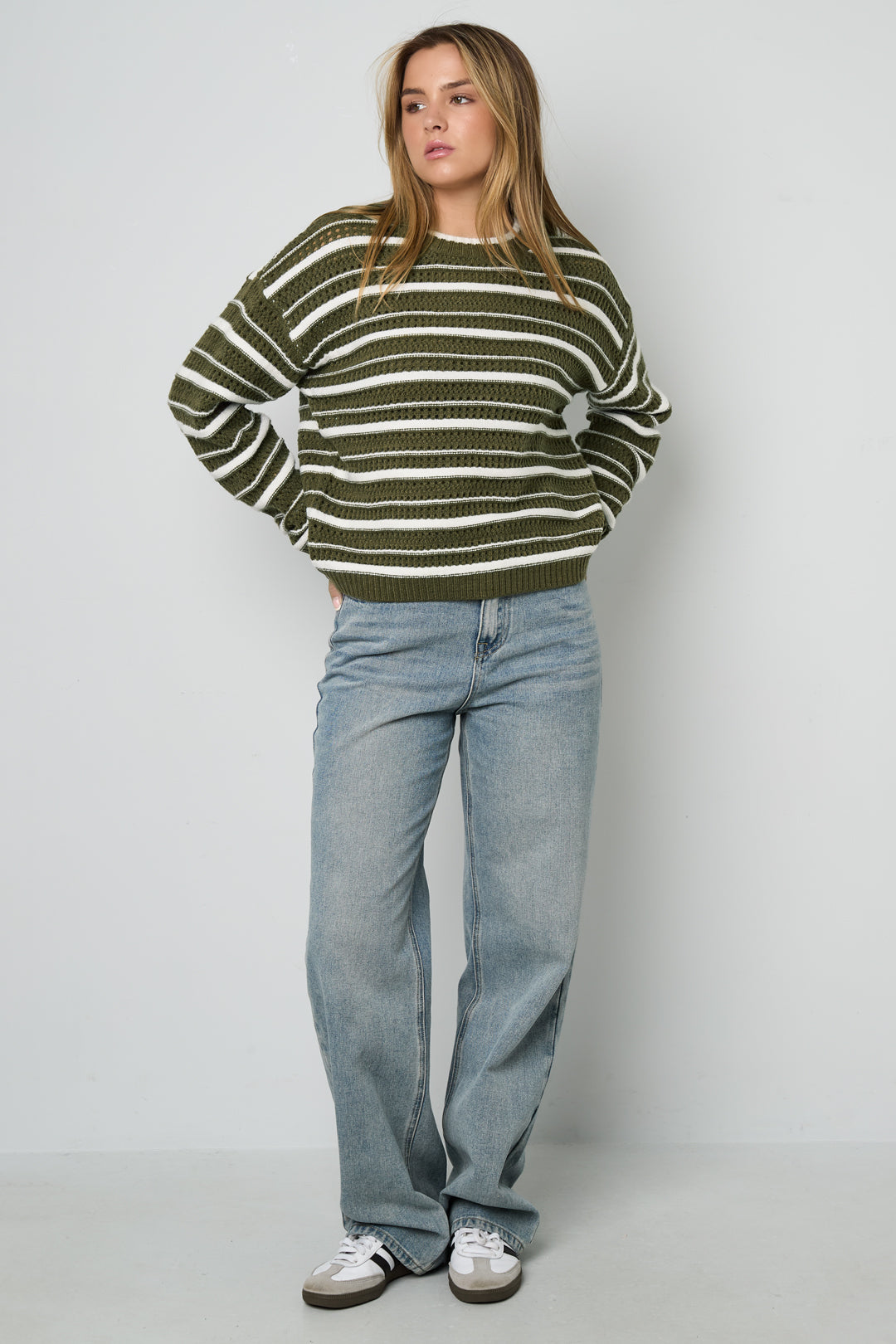Dames casual gebreide trui met strepen – productfoto 6