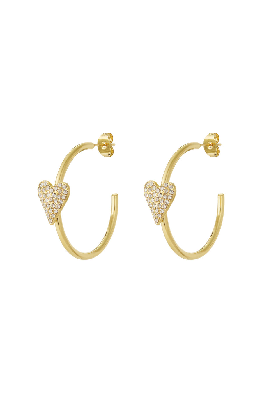 Boucles d'oreilles cœur en acier inoxydable pour femmes – coloris or et argent