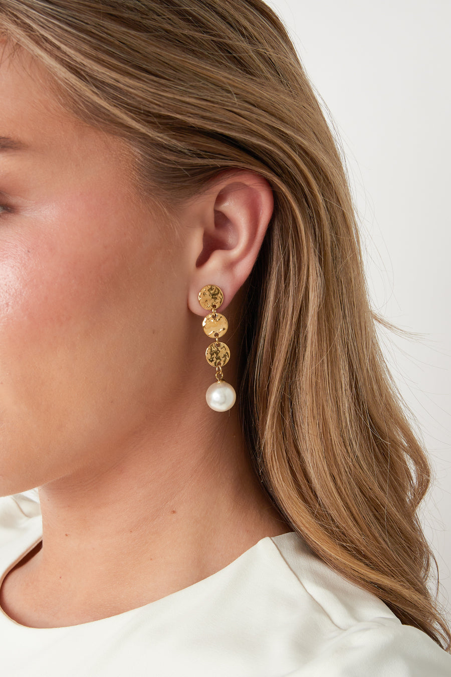 Boucles d'oreilles pendantes géométriques pour femmes en acier inoxydable, imitation perle