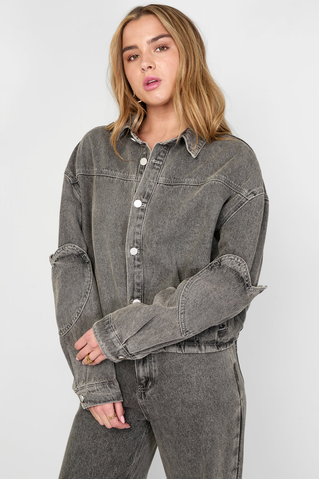 Dames Heartless denimjack van katoen met hartjes – productfoto 5