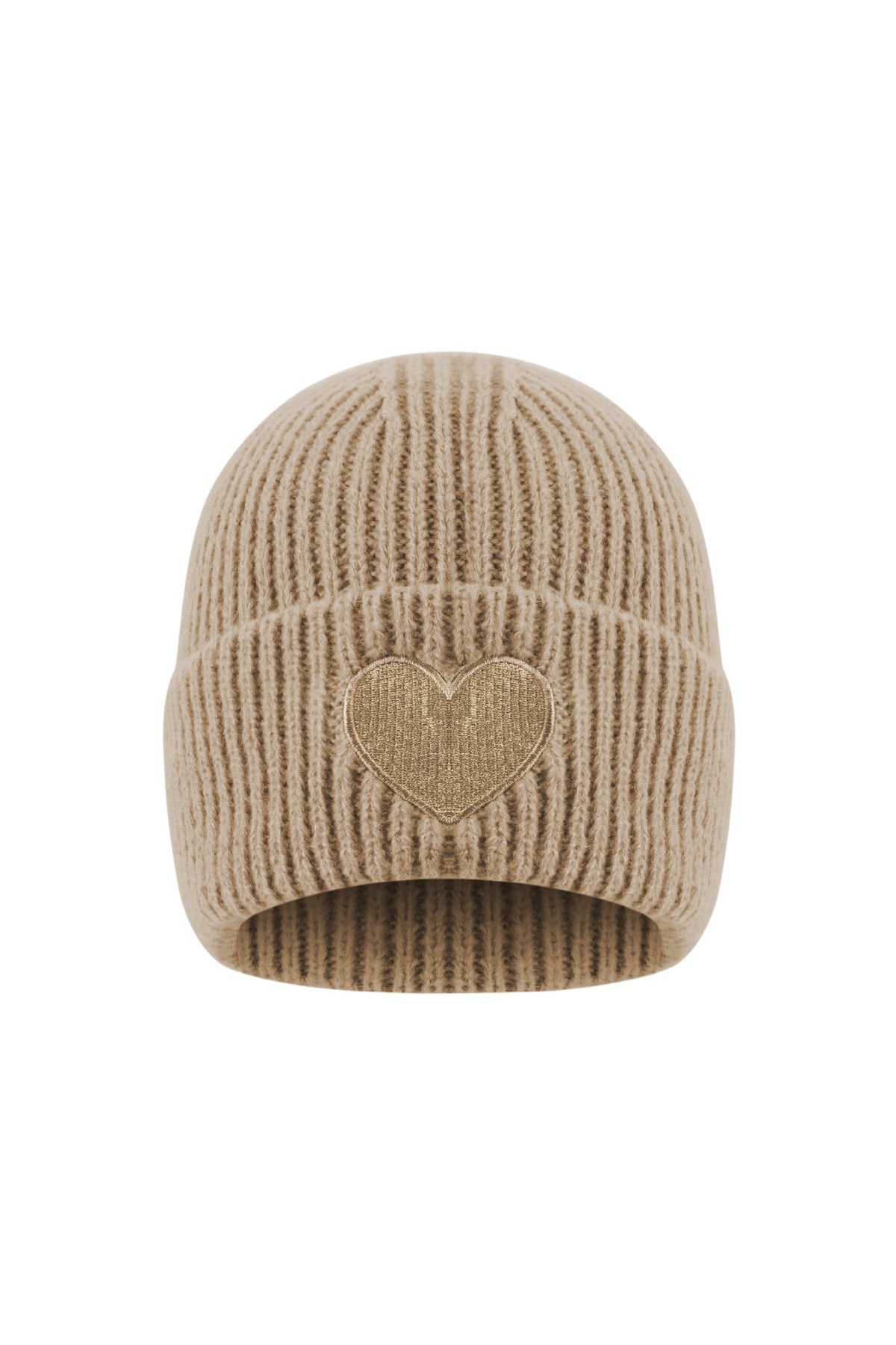 Dames muts met hart in khaki