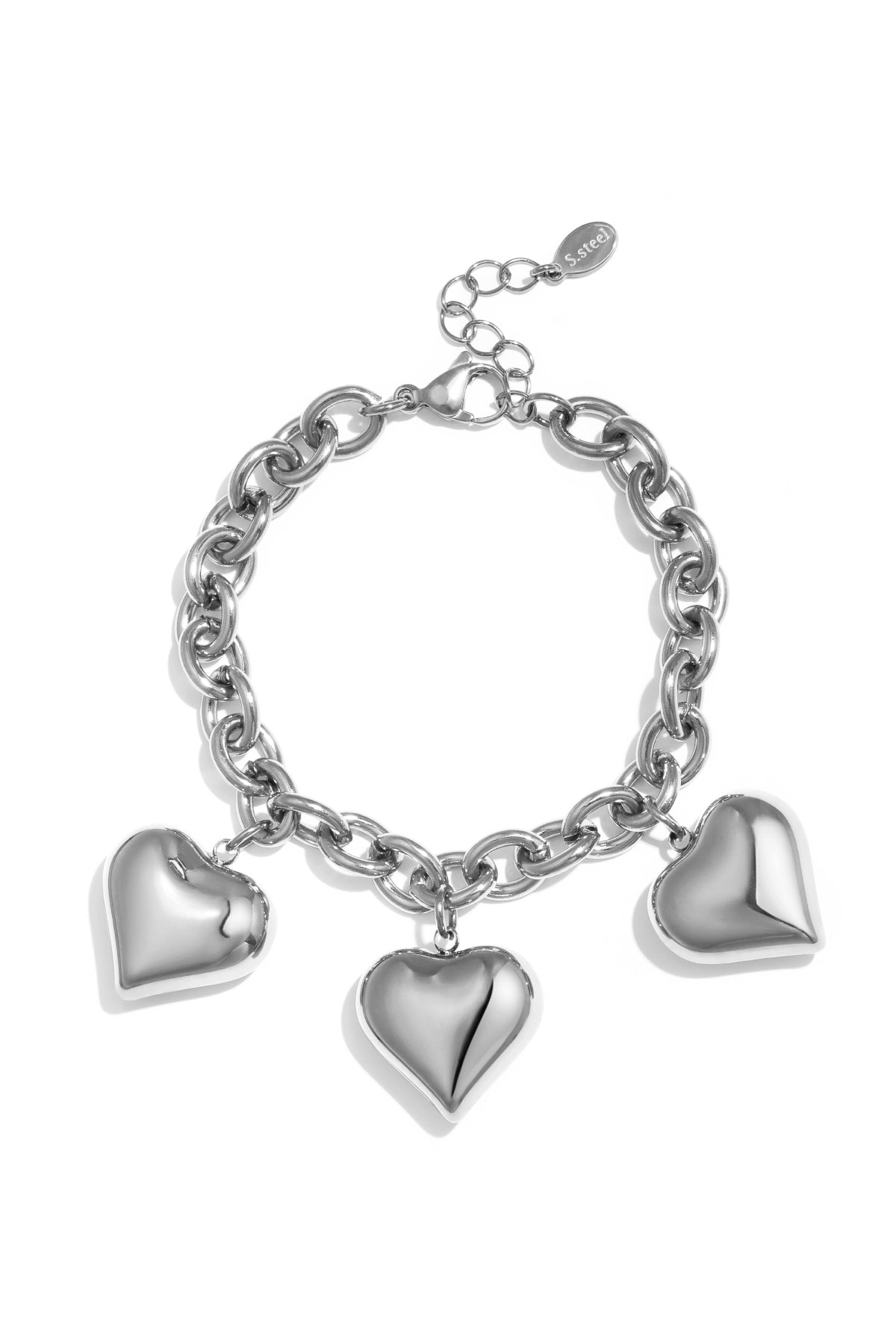 Stainless Steel Charm Bracelet for Women with Heart Shape – Gold and Silver Tone
