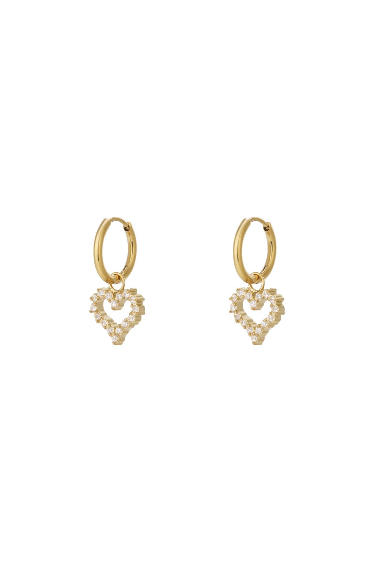 Boucles d'oreilles pendantes en acier inoxydable 304 pour femme avec cœur – couleur or