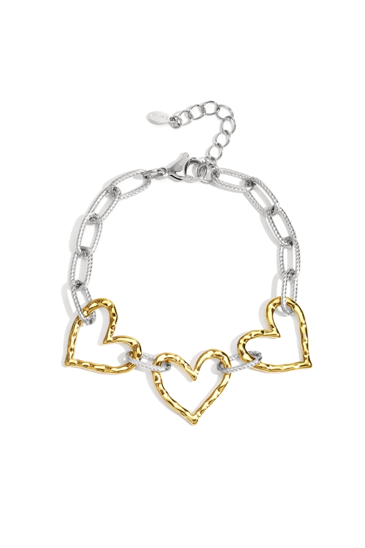 Bracelet à maillons pour femme en acier inoxydable avec motif cœur et détails de maillons – plusieurs couleurs