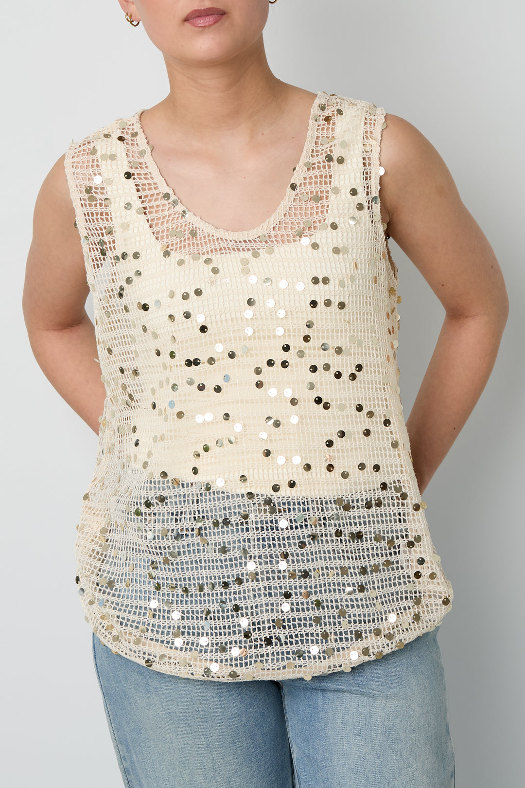 Dames gehaakte strandtop met glitterdetail – productfoto 5