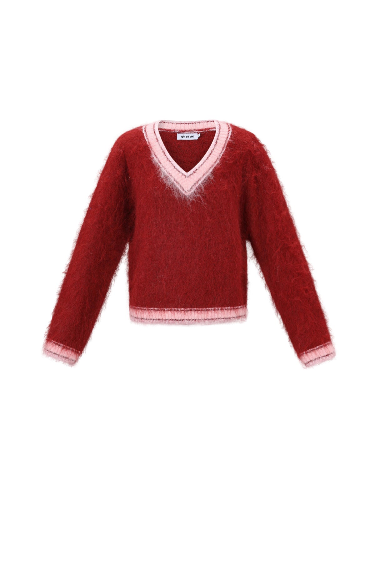 Pull tricot pour femmes avec contraste de couleur et col en V