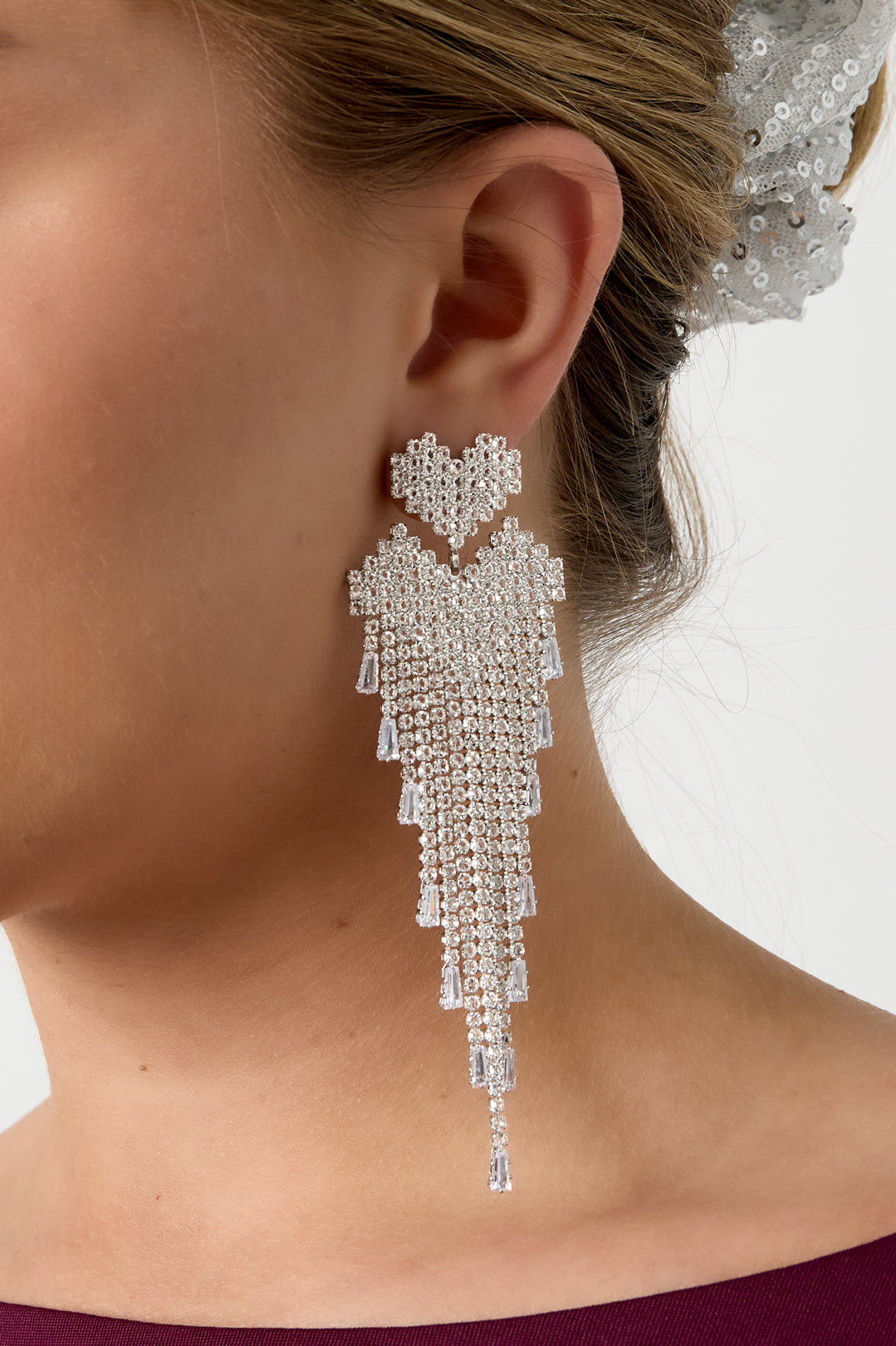 Women's Party Earrings Copper Heart-Shaped – Gold and Silver-Tone – image 3