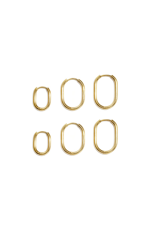 Paire de boucles d'oreilles géométriques dorées en acier inoxydable pour femme